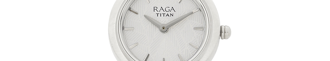 titan raga women silver toned dial watch nf2513sm01